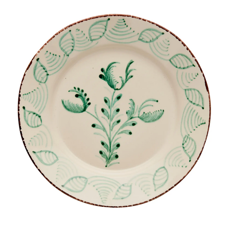 Talavera Inspired Green Dinner Plates, Assorted Set of 10