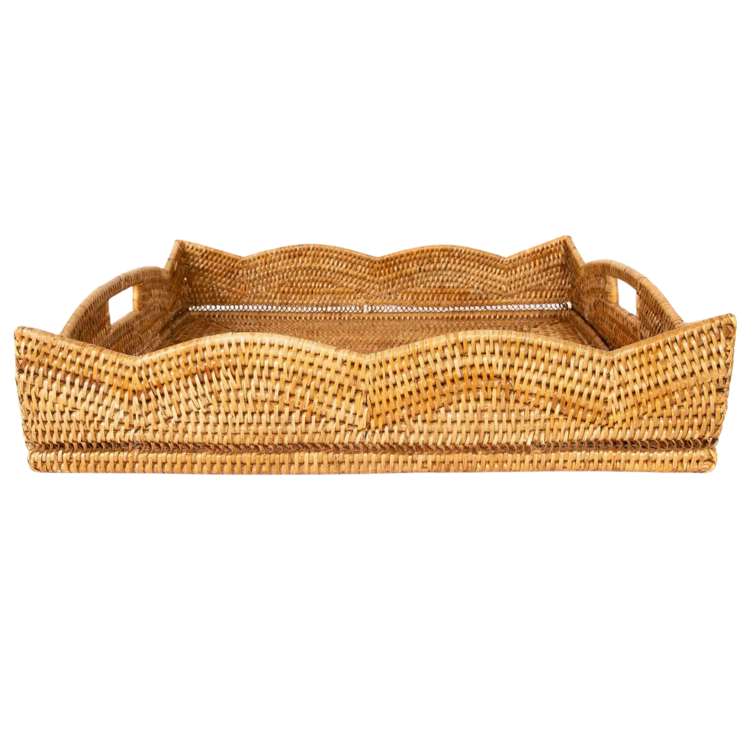 Scalloped outlet Rattan Tray