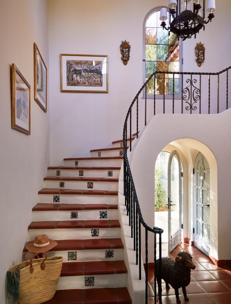 Indoor stairwell with iron railing