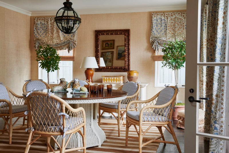 Dining area with round woven table